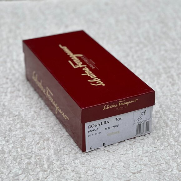 Salvatore Ferragamo “Rosalba” Black Croc Embossed Heels | Gold Vara Bow | Size 6 - Picture 5 of 6